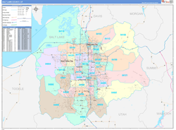 Salt Lake County, UT Wall Map Color Cast Style 2023
